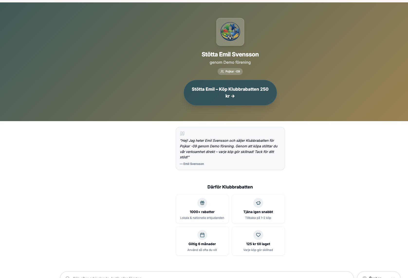 Köparens vy — så ser säljarens personliga sida ut för kunden