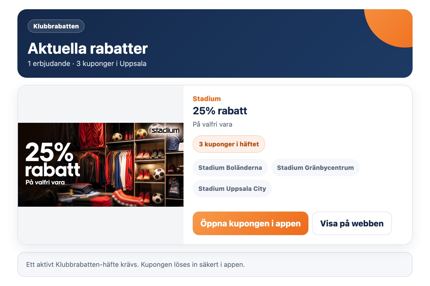 Klubbrabatten screenshot